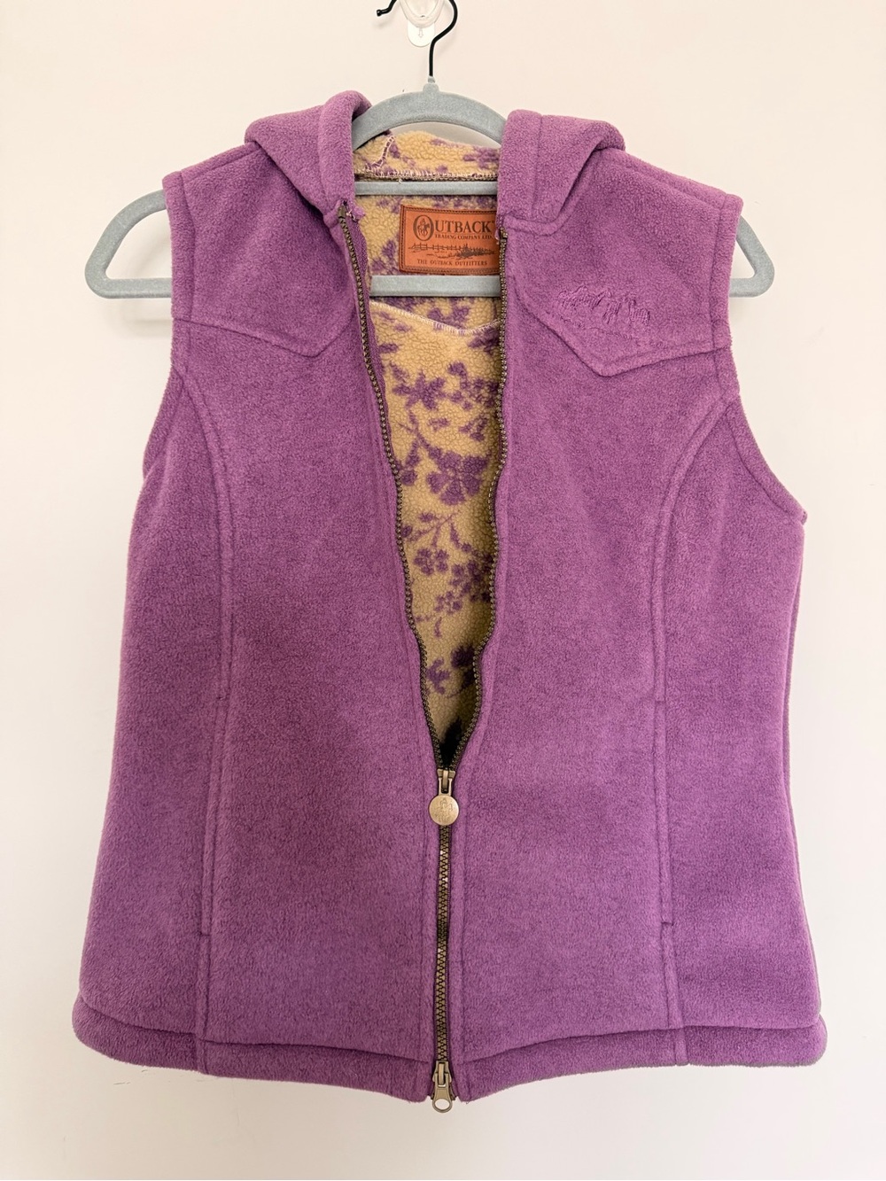 Outback Trading Purple Heavyweight Sherpa Hood Summit Fleece Vest Size M